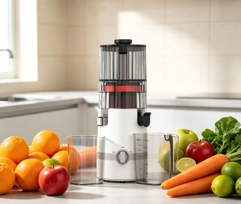 عصير طازج ذكي HJ102B بطيء التضغغط عصير طازج، عائلة سعيدة، حياة صحية مع 135mm المزلق، 200W الصحافة الباردة، التنظيف الذاتي وقفل السلامة