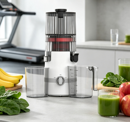 عصارة بطيئة ذكية HJ102B من Fresh - إصدار معتمد من الآباء بتقنية القفل الذكي، فتحة واسعة 135 مم، محرك ضغط بارد 200 واط وتنظيف ذاتي لعصر عصائر عائلية خالية من القلق