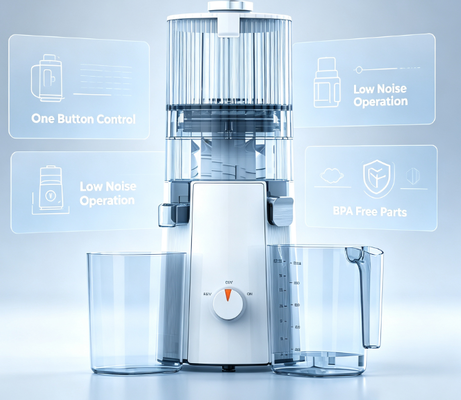 HJ102A العصار الكلاسيكي بطيء التضغيس 135 ملم الهبوط العريض، 200 واط محرك، 1000 مل كوب العصير، خالية من BPA